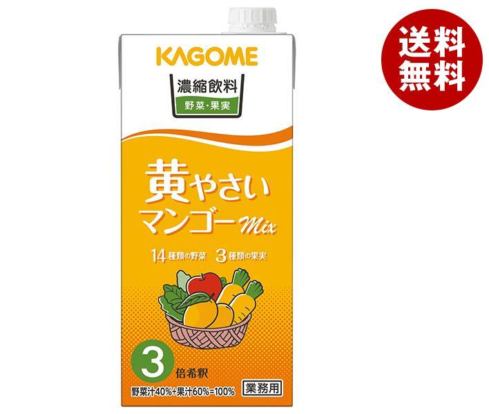 カゴメ 濃縮飲料 黄やさいマンゴーミックス(3倍希釈) 1L紙パック＊6本入＊(2ケース)
