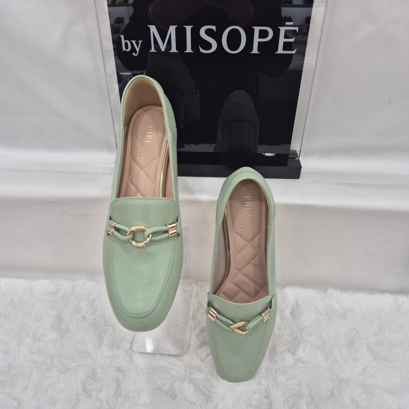 By 女性 ゴールド装飾 ローファー 112HT419FH006 LGREEN 4 JJ