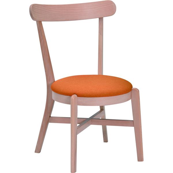 ダイニングチェア ファブリック 木製 2脚組 ナチュラル/オレンジ [完成品] 50004072