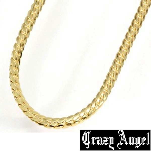 【即納】Crazy Angel クレイジーエンジェル 真鍮 ゲルマニウム 天然ダイヤモンド ネックレス 7mm/60cm CAG-101-G60 ゴールドカラー へリンボーンチェーン　紋章 アクセサリ