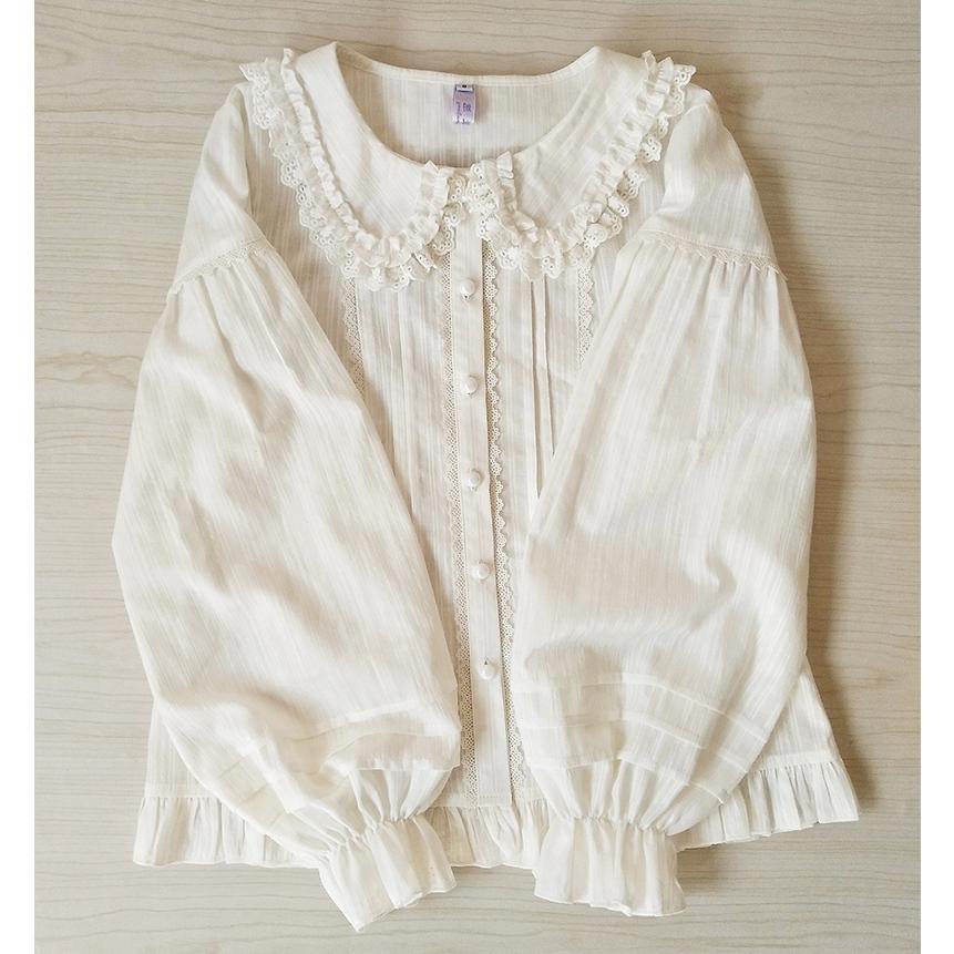 ロリータ ブラウス レディース 長袖 ロリィタ ゴシック ゴスロリ シャツ 清楚 XS-2XL コットン 暖か 厚手 選べる