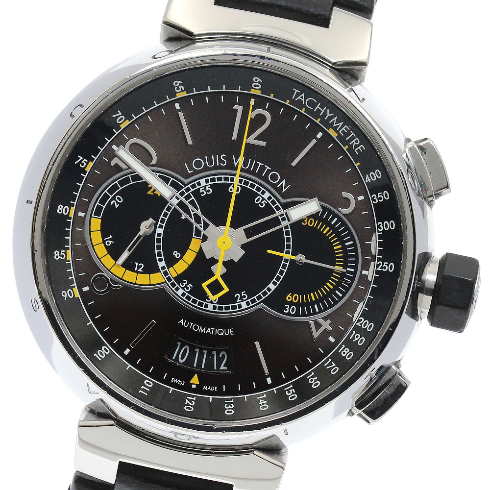 ルイ・ヴィトン LOUIS VUITTON Q102L タンブール クロノグラフ ヴォワイヤージュ 自動巻き メンズ 箱・保証書付き_894606【中古】