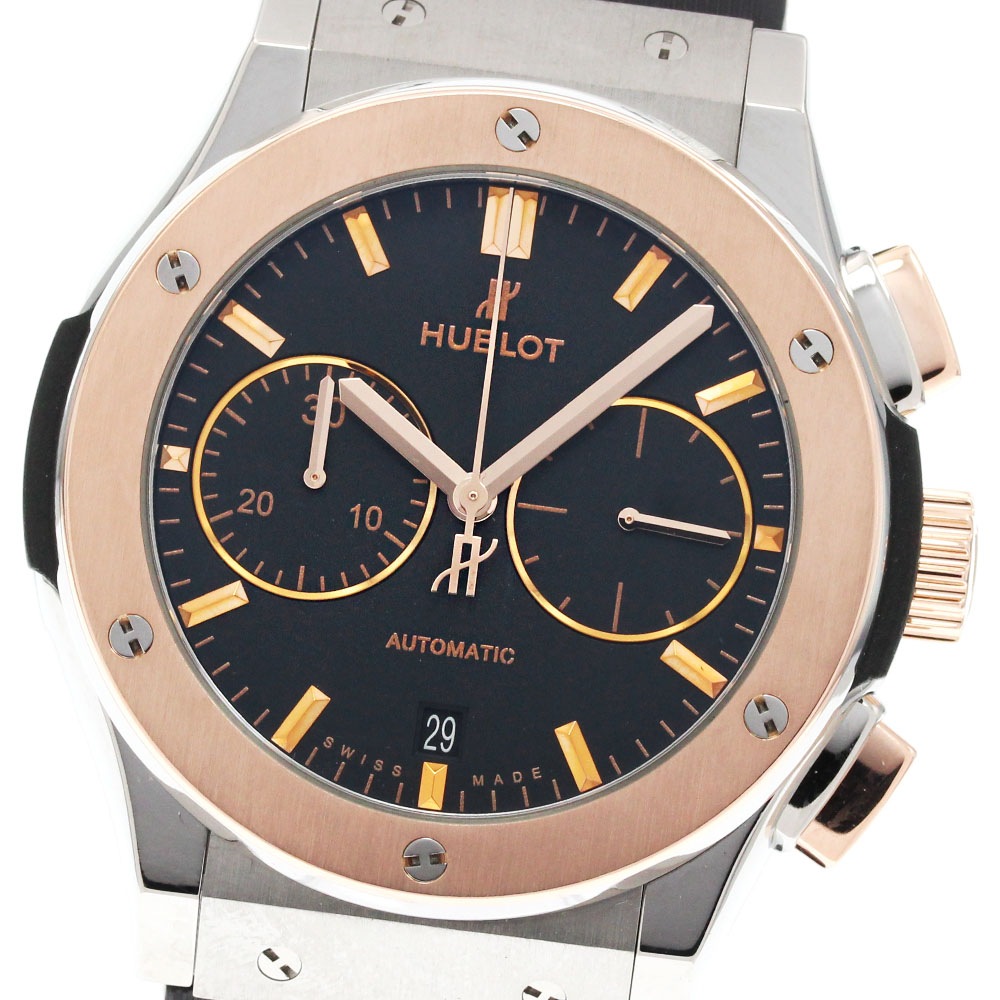 ウブロ HUBLOT 521.NO.1181.LR クラシックフュージョン チタニウム クロノグラフ 自動巻き メンズ 良品 保証書付き メーカーOH済み_838392【中古】