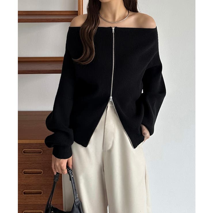 callautia　Wジップオフショルニット