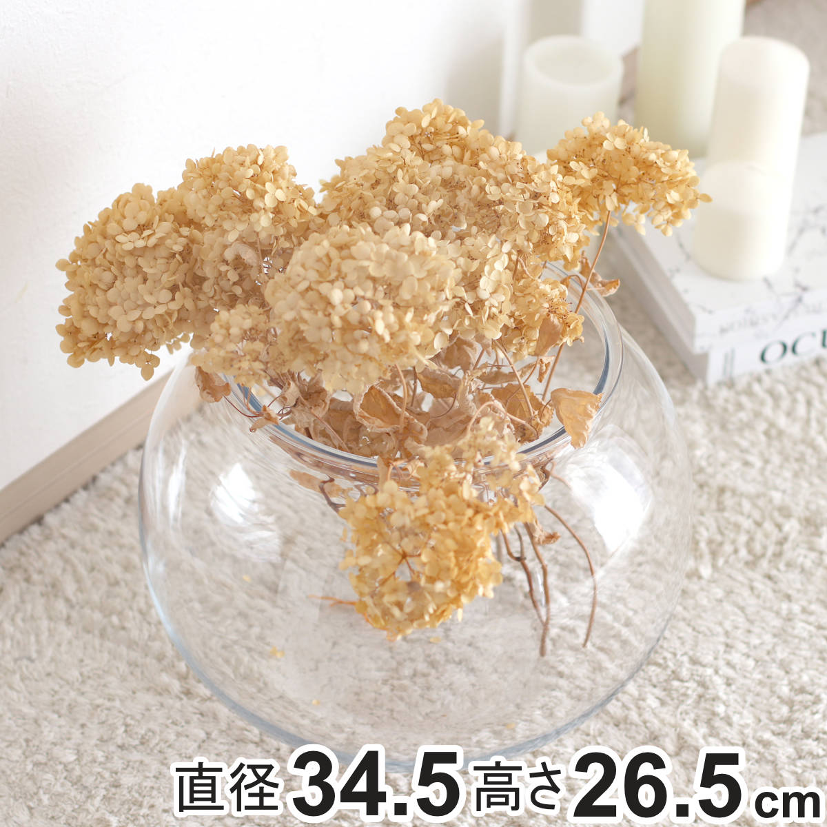 花瓶 割れないガラス PV球形 直径34.5x高さ26.5cm 花びん 花器 フラワーベース 球型 丸 鉢 透明 割れない ポリカーボネート プラ クリア 花 植物 植木鉢 苔 グリーン