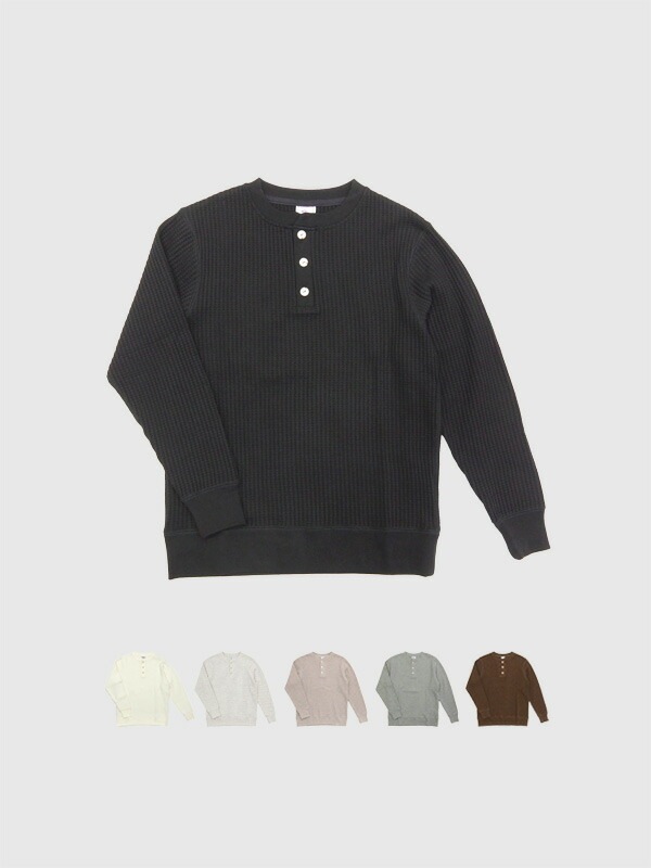 JEMORGAN ジェーイーモーガン ビッグ ワッフル サーマル ヘンリー Tシャツ 長袖 厚手 ワッフルT 肉厚 無地 インナー アウター 秋冬 定番 伸縮性 保温性 JC187-52