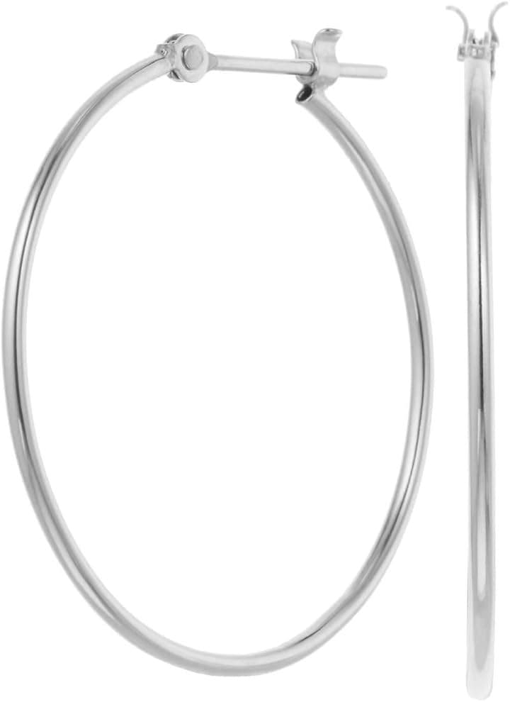 Piena ピエナK14WG ホワイトゴールド フープ大きめ シンプル 日本製 直径約25mm ピアス レディース