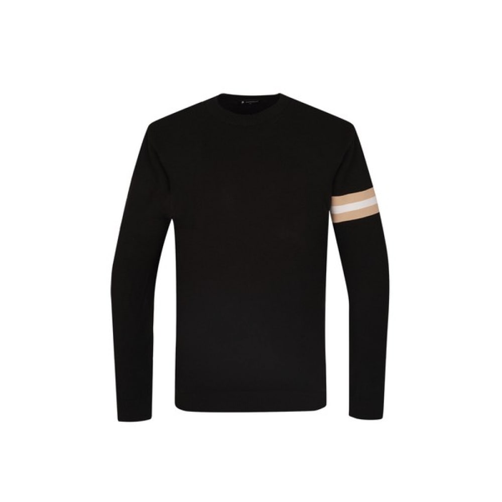 [カステルバジャック] メンズスリーブポイントラウンドプルオーバーニット_BGCSSW001BK