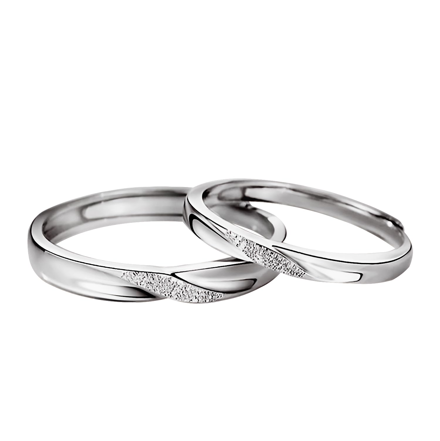 [Nicoiro] ペアリング 美しく輝くスターダスト加工 メビウスデザイン フリーサイズ カップル お揃い 指輪 シルバー（S925） 製 (ペアリング)