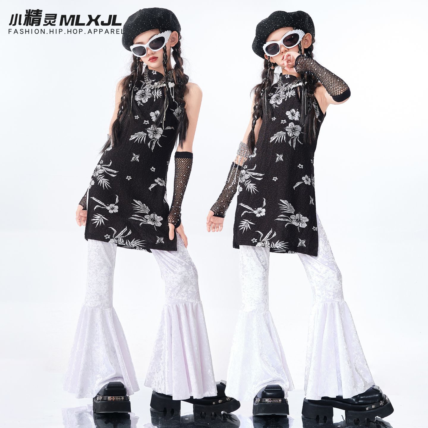 中国風 ダンス 衣装 キッズ 女の子 jazz セットアップ ホップ アップ トップス パンツ 韓国 子供服 演奏会 応援団 韓国
