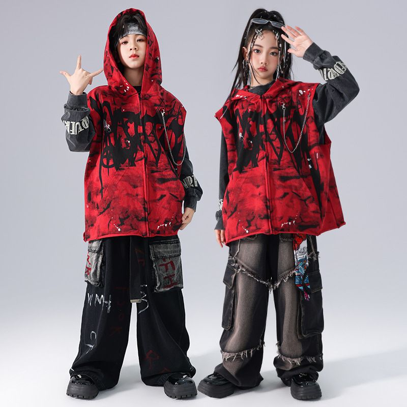 男の子のヒップホップの街のダンスのファッション服の子供の元旦の演出服のhiphopのドラムセットの女の子のジャズの演出服