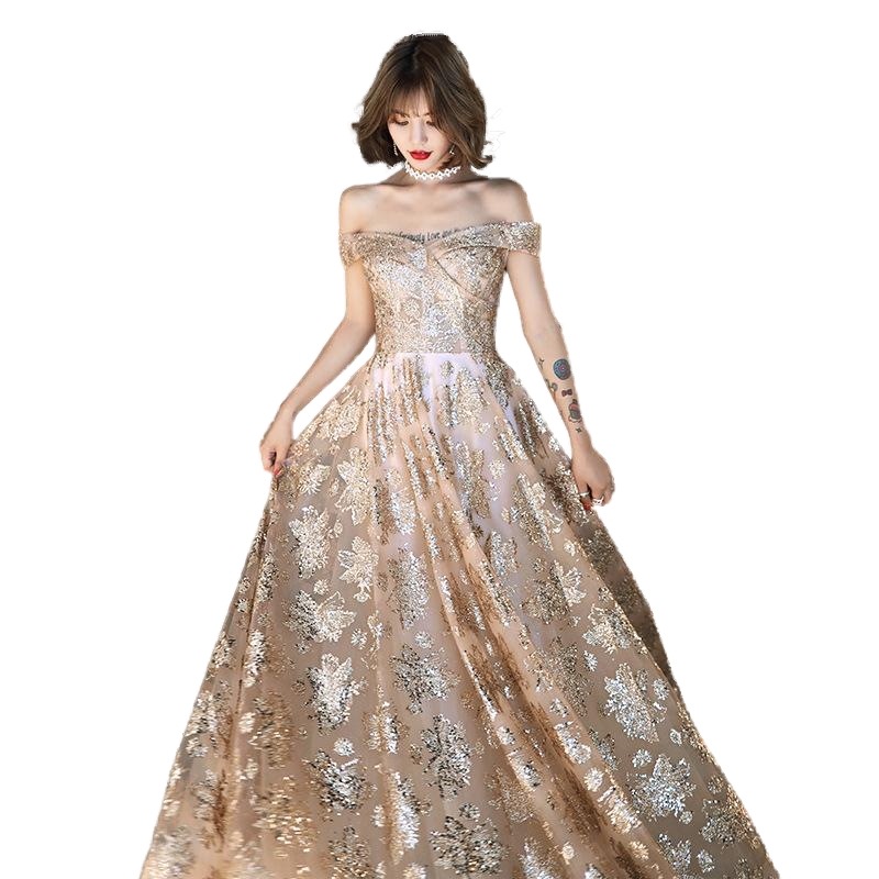 パーティードレス 結婚式 ドレス ロングドレス 演奏会 ドレス 二次会 ウェディングドレス Aライン ドレス パーティー ピアノ お呼ばれ レディース-02-258