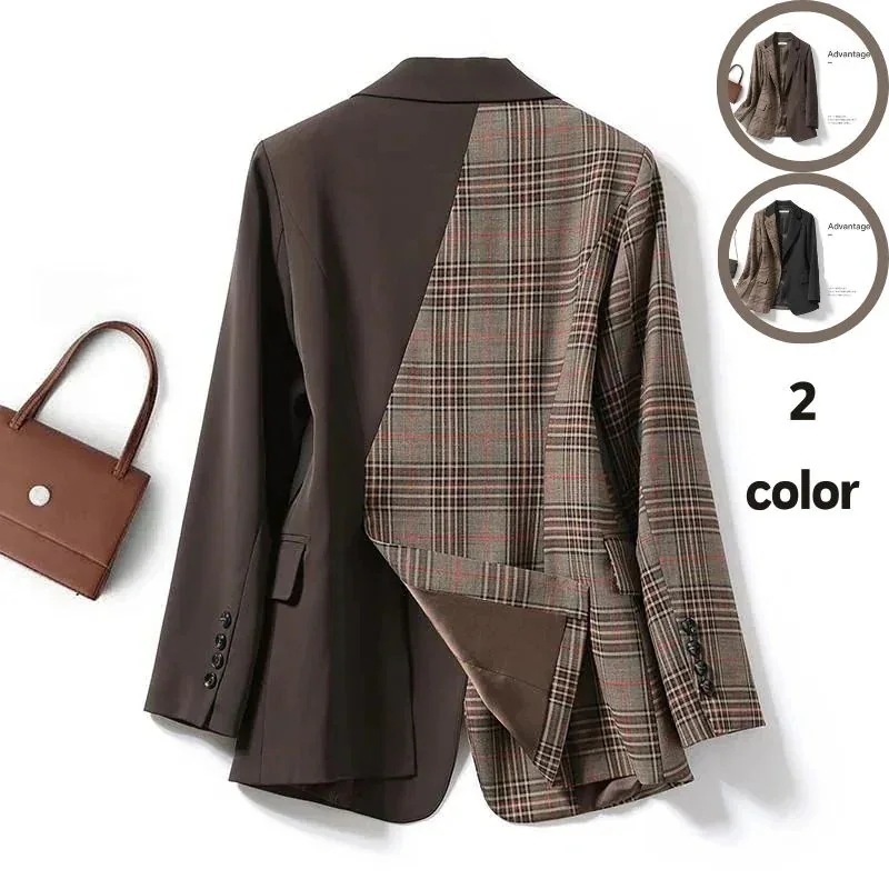 選べる福袋ジャケット アウター スーツジャケッ チェック ブレザー レディース テーラードジャケット 切り替え アウター カジュアルレトロ アウター ファッション