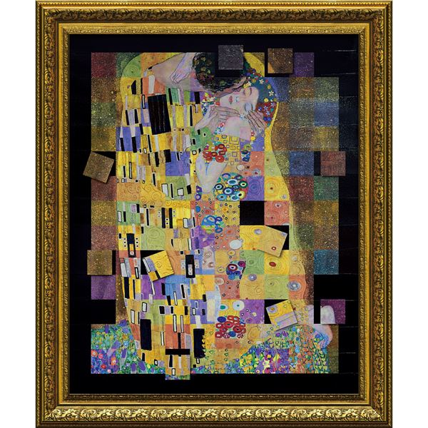 ユーパワー 名画モザイクアート Gel加工 アートフレーム Lサイズ クリムト「ザ/キス」
