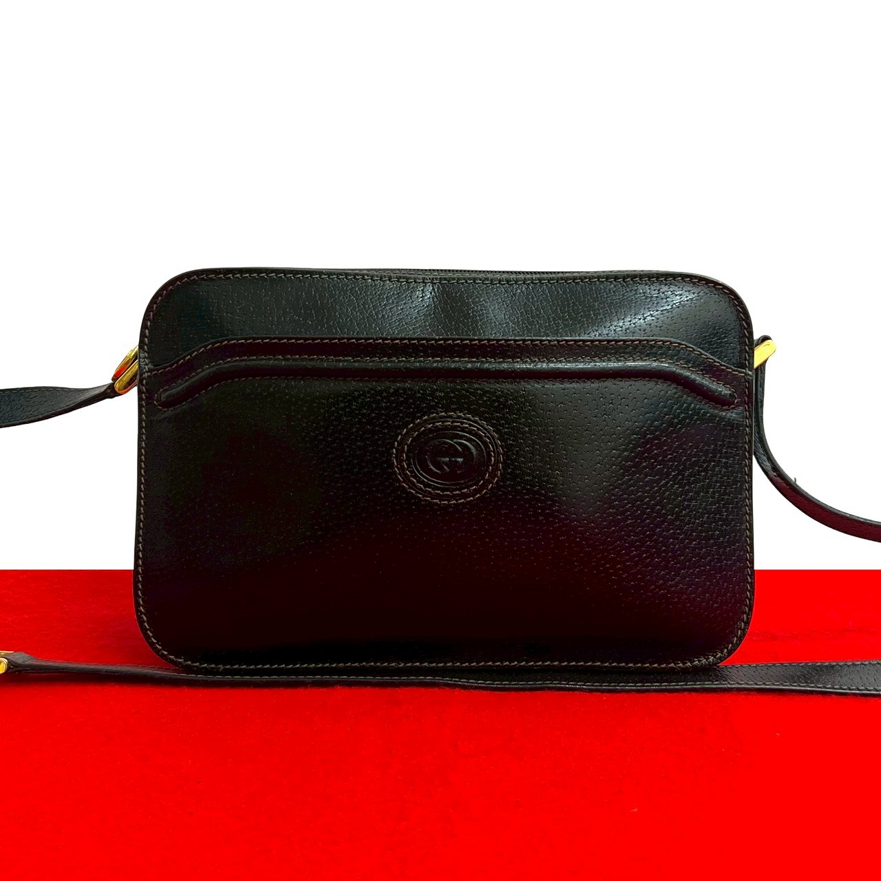 ヴィンテージ GG ロゴショルダーバッグ レザー ブラック 52323