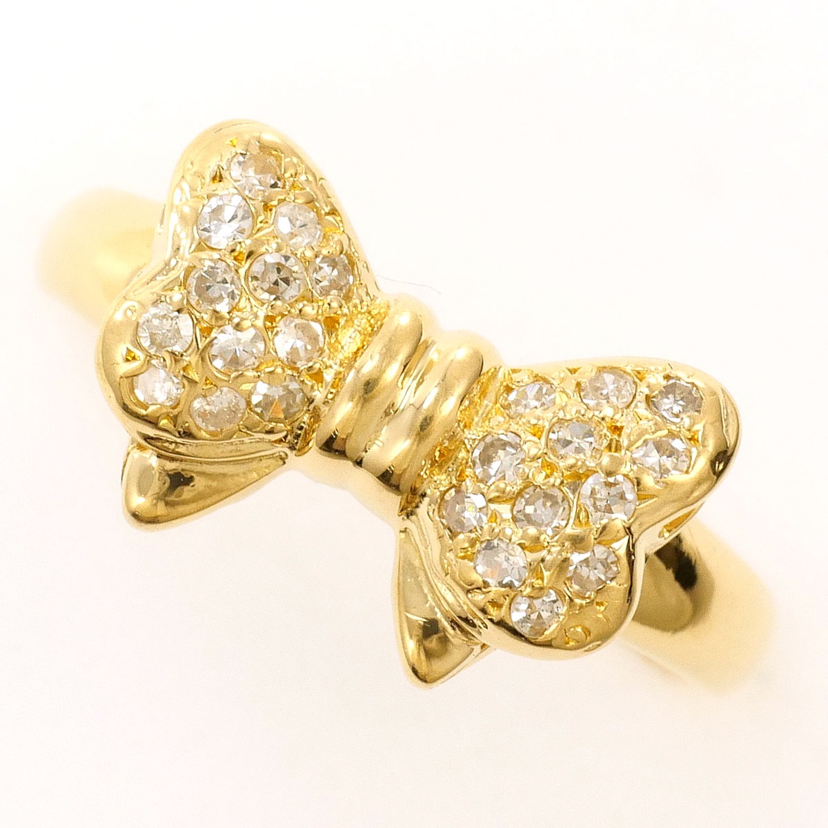 K18 18金 YG イエローゴールド リング・指輪 11.5号 ダイヤモンド 0.19ct 総重量約2.3g 中古