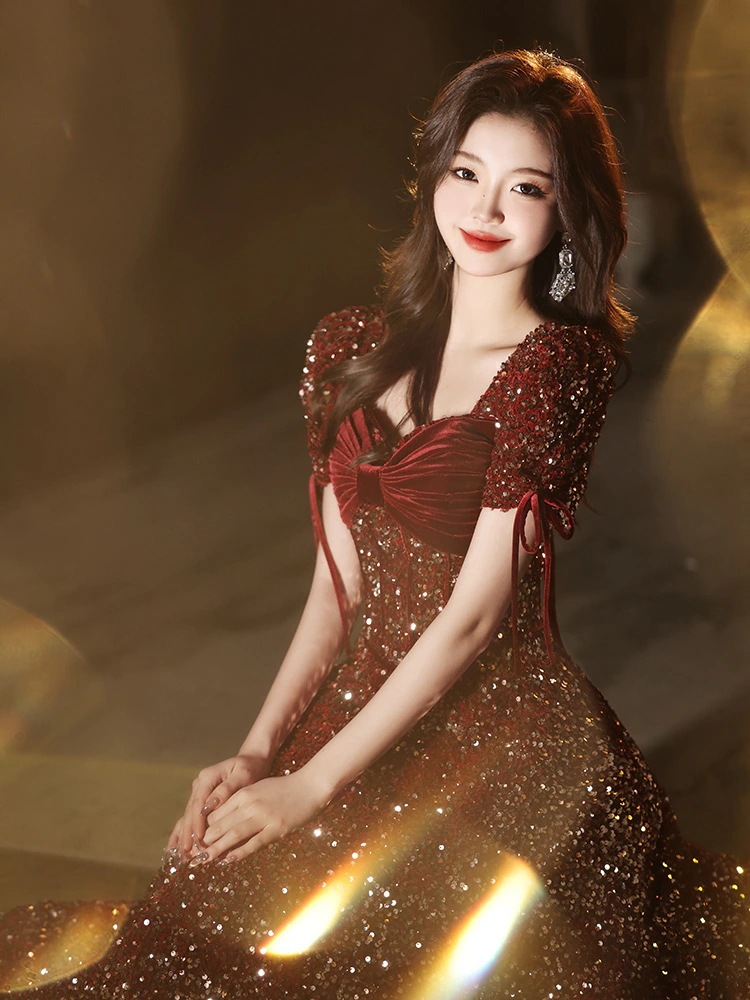 トーストウェア ブライダル 2024 レッド ウェディングドレス 女性 プリンセス 婚約ドレス 春 ロングワンピース