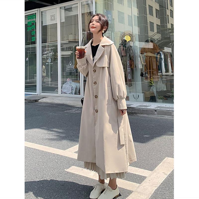 トレンチコート レディース 40代 ロング丈ジャケット黒 スプリングコート 春コート 薄手アウター 秋服 韓国風 バーカー 30代 50代 大きいサイズ