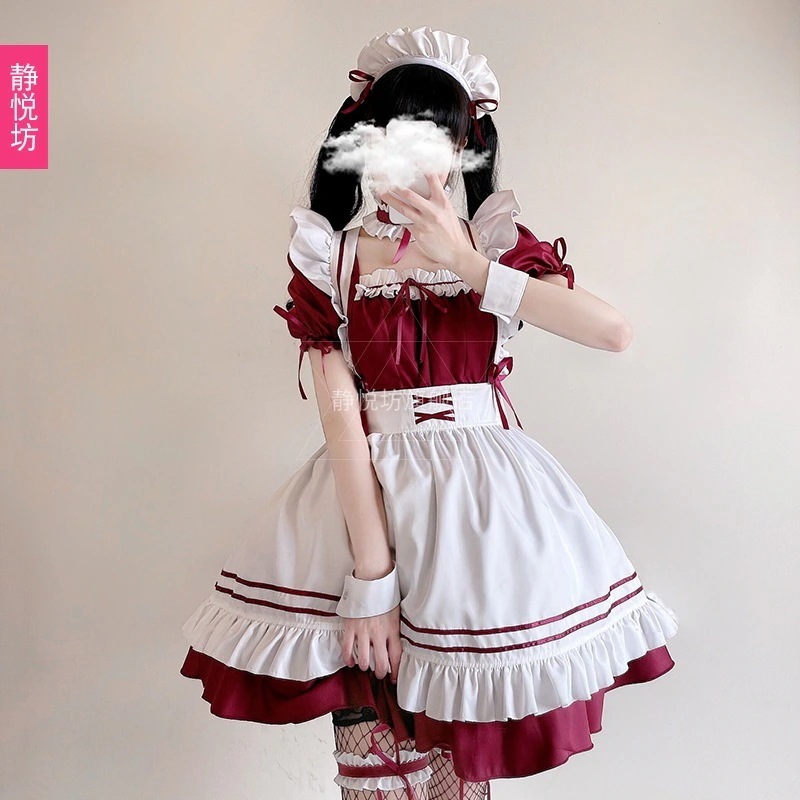赤はあなたの猫のメイド服ロリータメイド服コスプレ衣装コスメイドドレスプラスサイズ