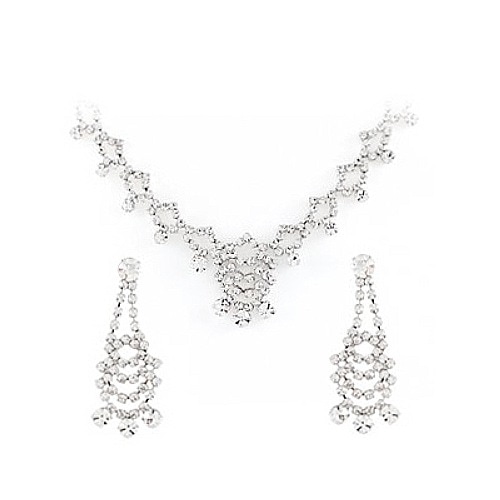 ウエディング セット 1年無償修理保証 ピアス＆イヤリングセット ネックレスクリスタルラインストーン