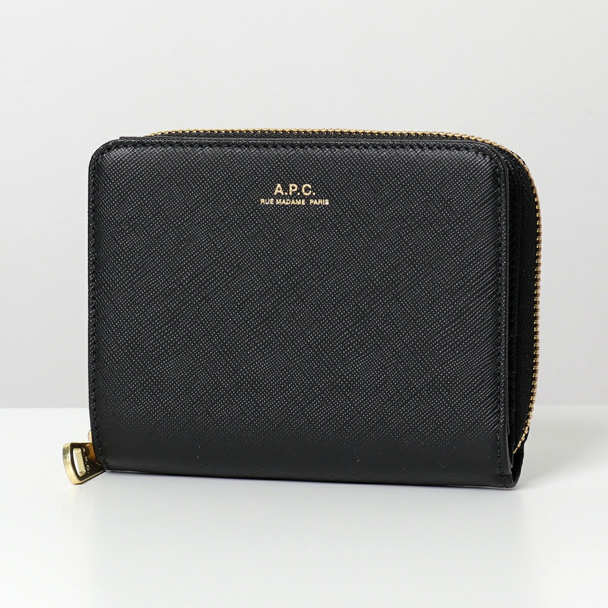 APC A.P.C. アーペーセー PXBJQ F63029 compact emmanuelle レザー 二つ折り ミディアム財布 ミニ財布 LZZ NOIR レディース