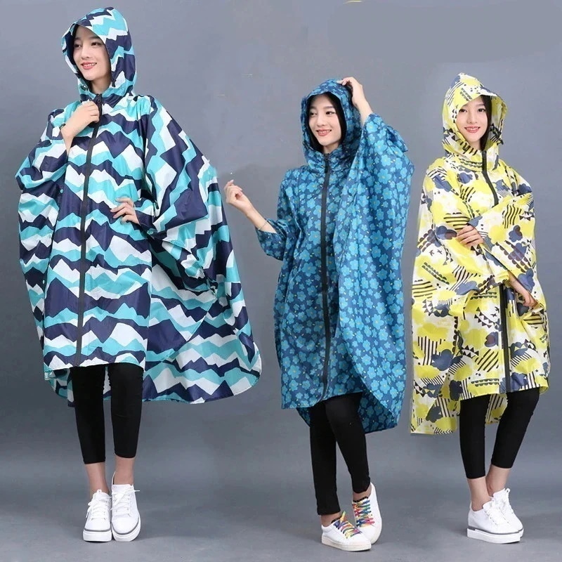【1つ買うと10個無料】レインポンチョ レインコート 大人 レディース メンズ 男女兼用前開き ファスナー フード付き 花柄 撥水 通勤 通学 自転車 カッパ 雨 雨具 防水