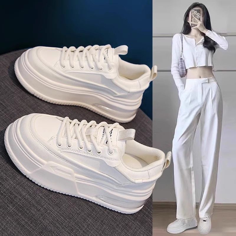 以内厚底シューズ 25とのポップスカジュアルシューズ小さな白い靴の高さを増加させる レディース 韓国ファッション