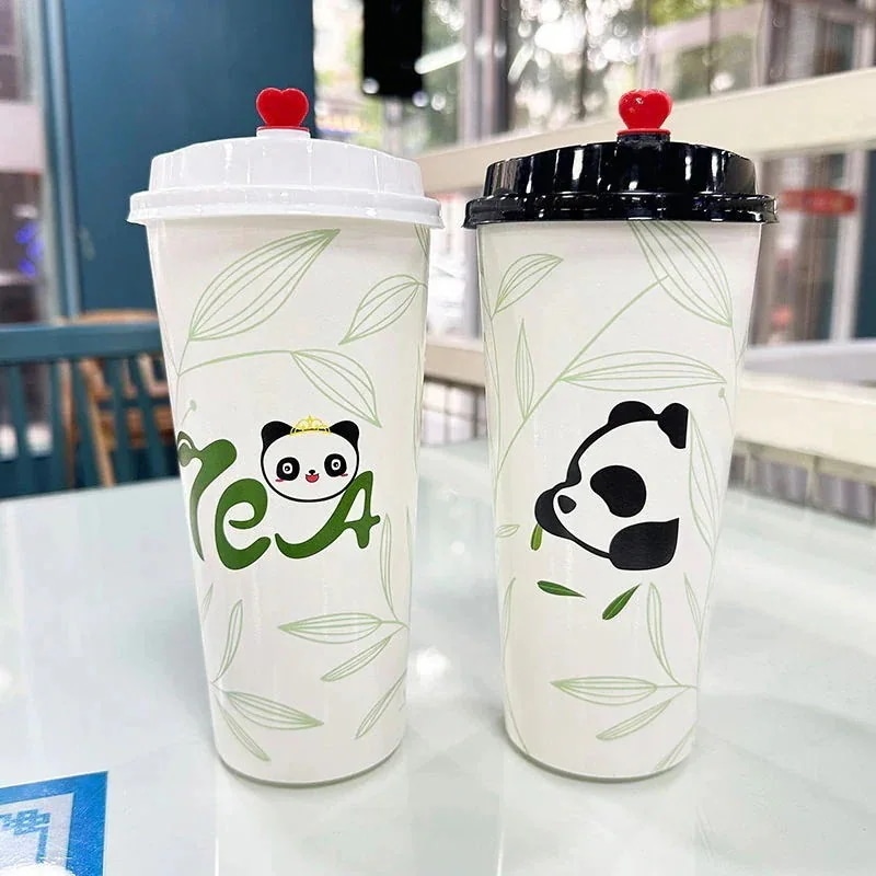 ミルクティー紙カップ使い捨て濃厚ミルクティーショップスペシャルコーヒーホットとコールドドリンクカップパッケージ化されたテイクアウトカップ商業