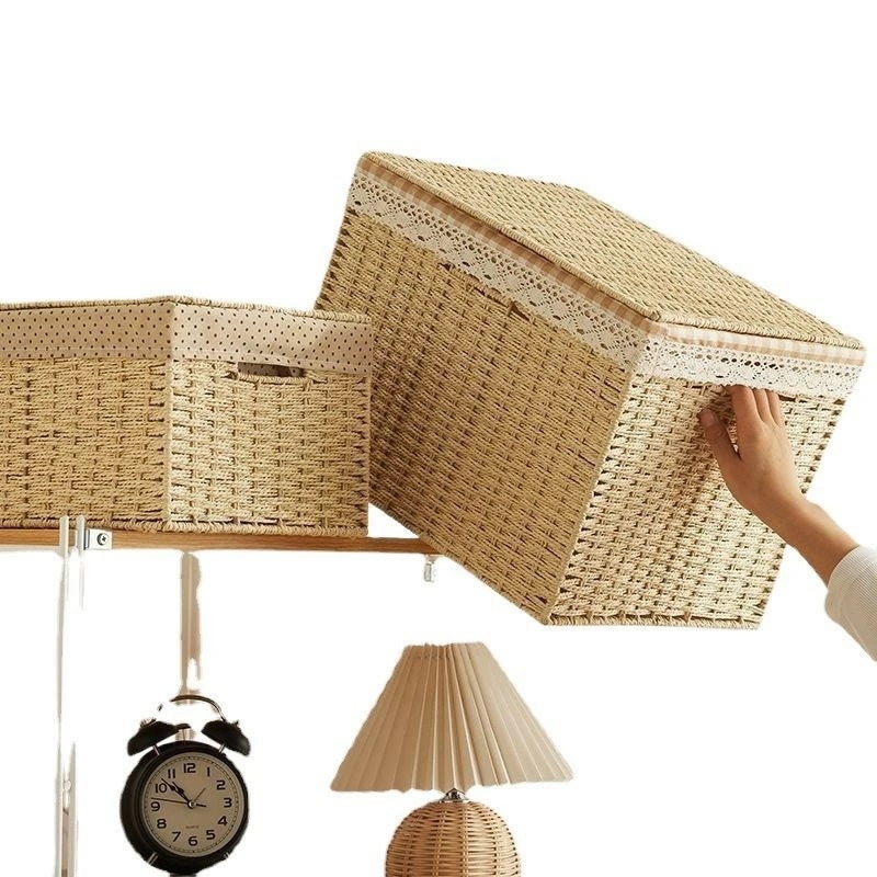 4サイズ展開 カゴ ランドリーバスケット ふた付き 収納カゴ 収納ボックス 籐 編み かごバスケット 布付き 持ち手 北欧 おしゃれ 大きいサイズ 籐ケース 洗濯かご タオル収納 オモチャ箱 天然素材