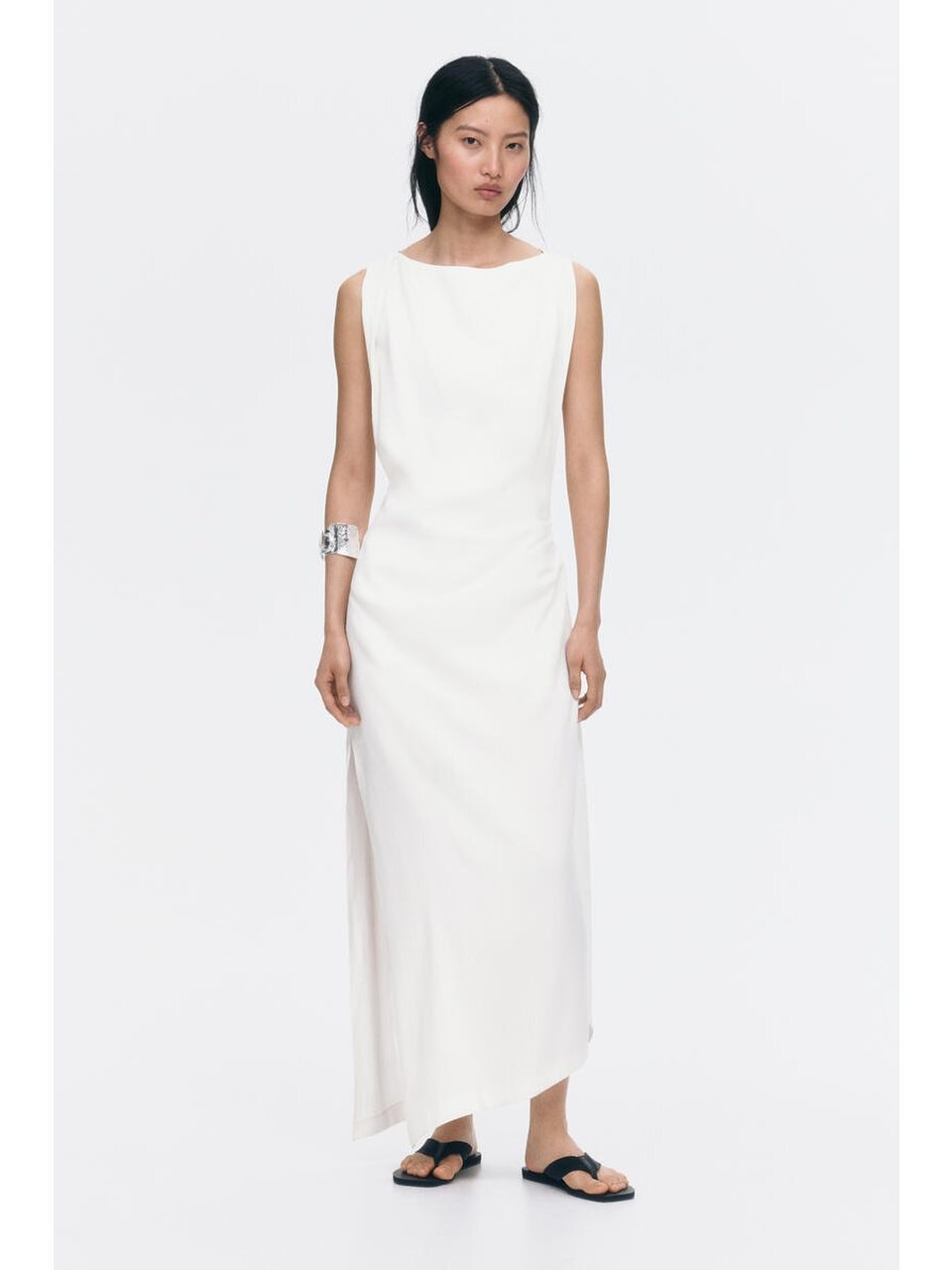 H&M ツイストディテールツイルドレスホワイト 1345070001
