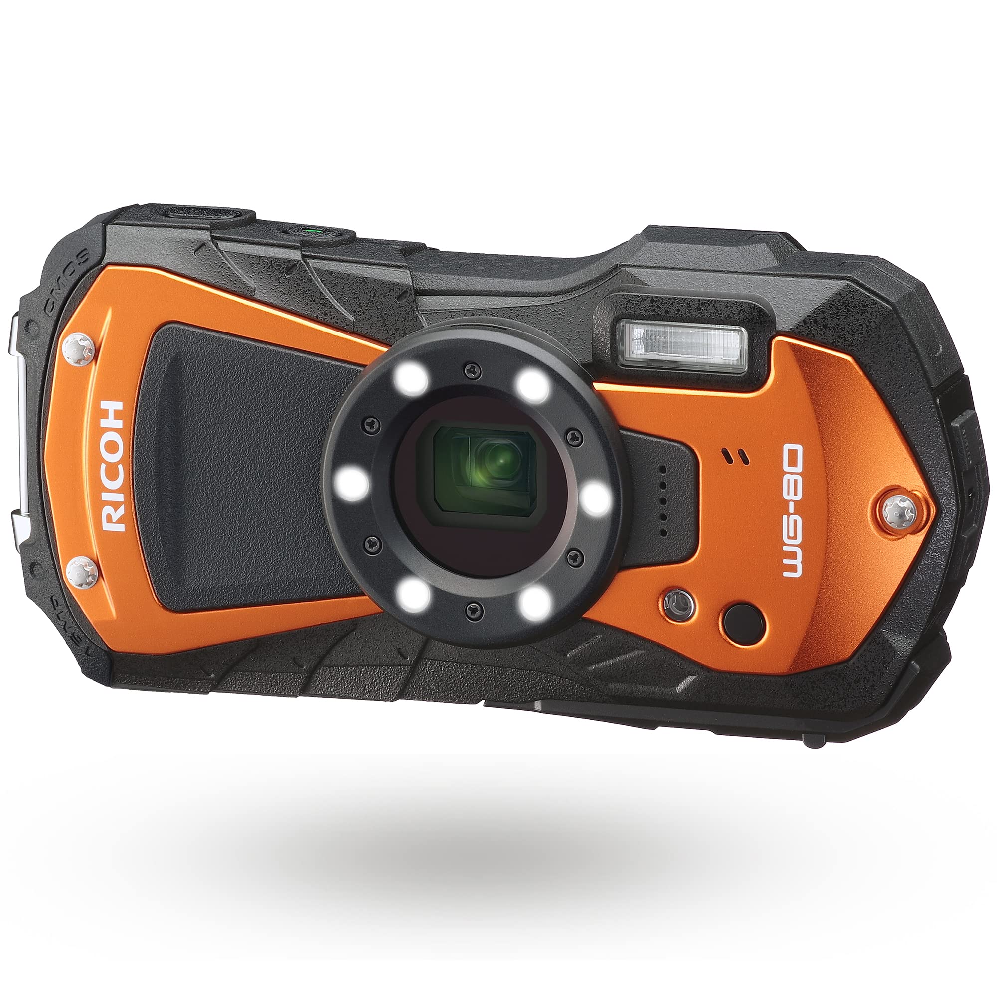RICOH WG-80 ORANGE リコー本格防水デジタルカメラ 14m防水 (連続2時間) 1.6m耐衝撃 防塵 -10℃耐寒 アウトドアで活躍するタフネスボディ CALSモード搭載で 現場記録な