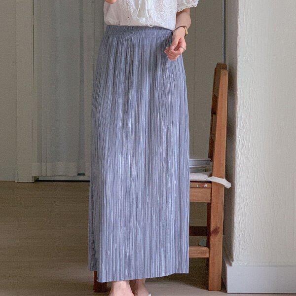 (SK)プリーツロングスカート 夏 レディース ロングスカート