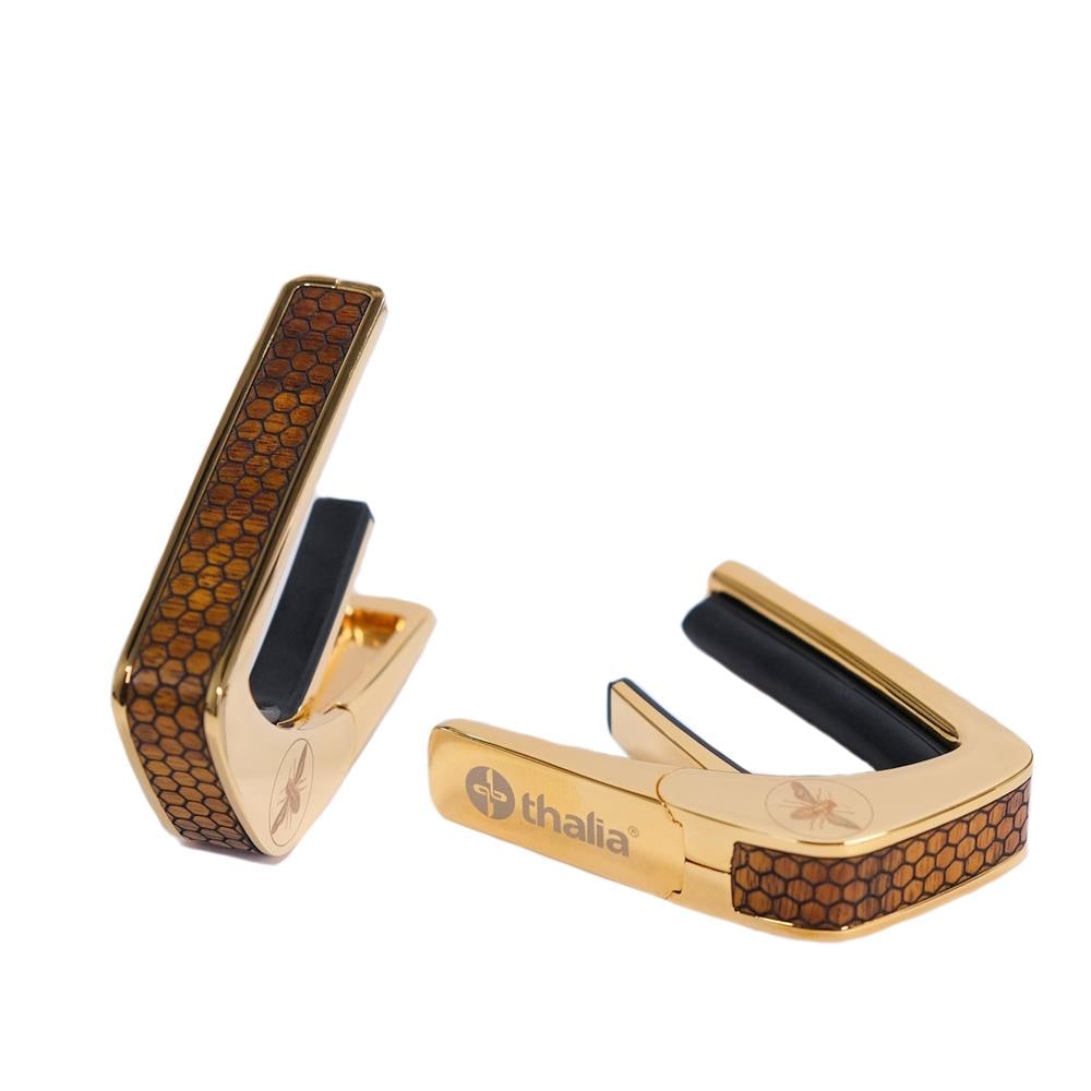 Thalia Capos ギターカポ 24Kゴールド TH-CG202-04 AAA Curly Hawaiian Koa Save the Bees Honeycomb アメリカ製【並行輸入】