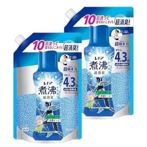 レノア Lenor 煮沸レベル超消臭 抗菌ビーズ SPORTS クールリフレッシュ&シトラス 詰め替え 1810mL×2袋 [大容量]【まとめ買