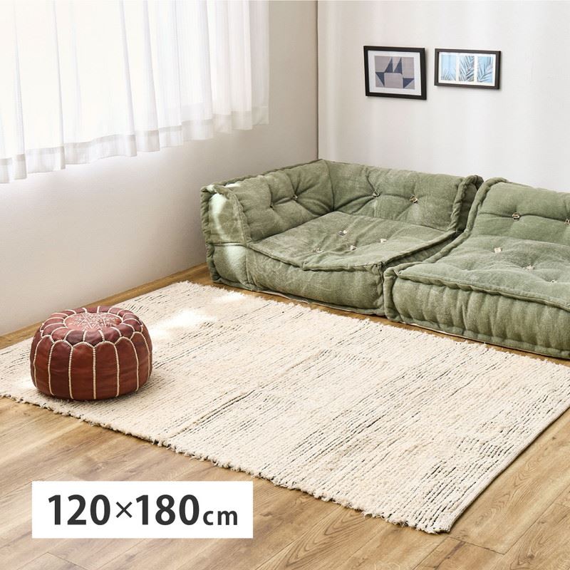 ラグマット カーペット 長方形 120x180cm インド綿 手織り 裂き織 コットンラグ チンディ