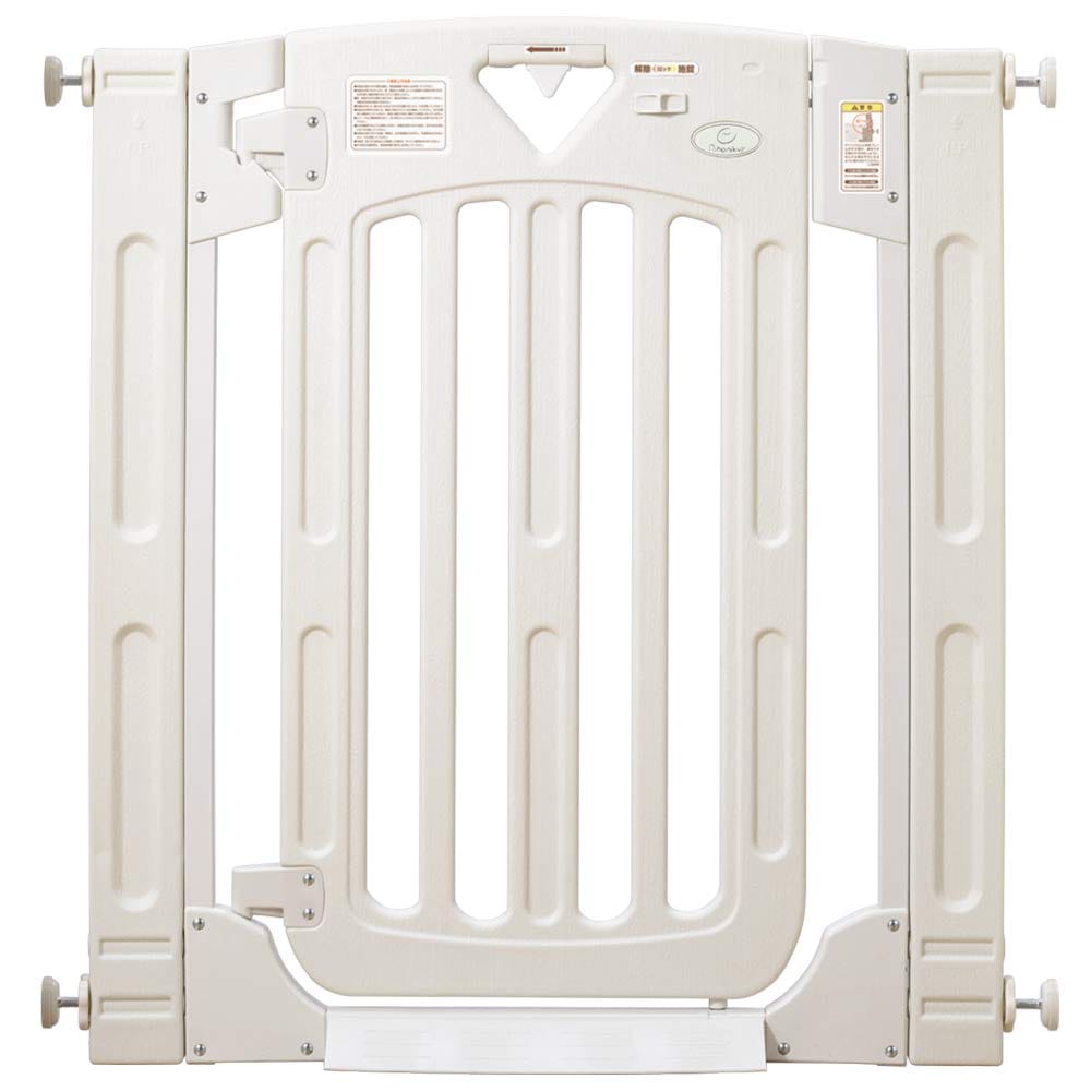 日本育児 ベビーゲート/ペットゲート スマートゲイトII ミルキー 扉付き 突っ張りタイプ 幅木よけ ハイタイプ 高さ91cm ダブルロック 拡張可能 キッチン 玄関 浴室 扉開放 両開き