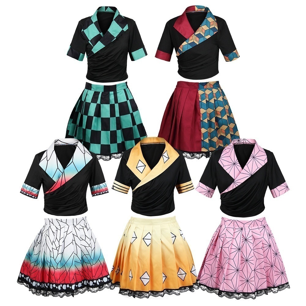 【４点セット】コスプレ女性冨岡義勇・胡蝶しのぶ・竈門炭治郎・禰豆子・我妻善逸 コスチューム　ハロウイン プレゼント