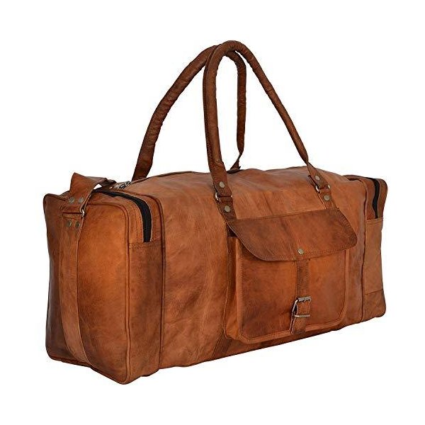 Genuine Leather Duffel Travel Overnight Weekend Leather Bag Sports Gym Duffel for Men (22.5 inch 25,400円