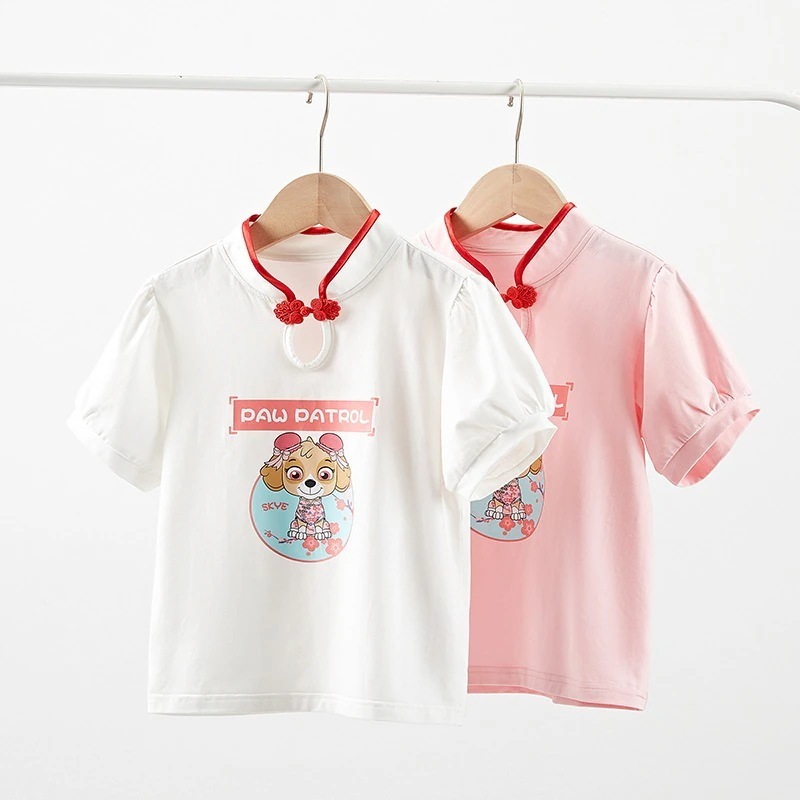パウパトロール子供半袖レディース子供服子供夏服トレンドガールズチャイナtシャツ洋風トップスレディース