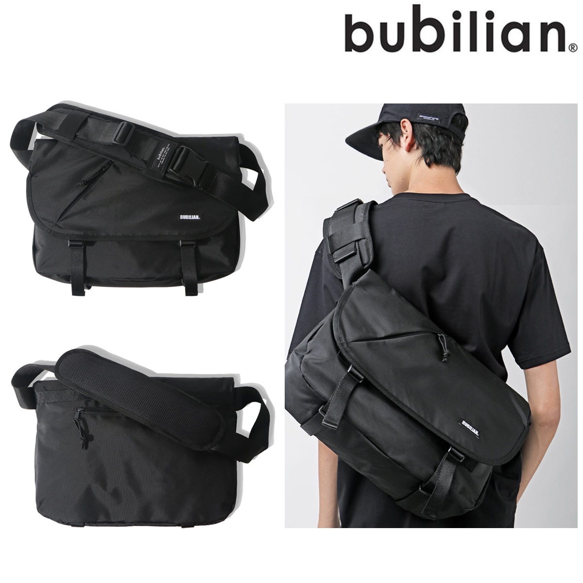 アグネス Messenger Bag [BLACK] 韓国 男女共用 外出用 デート 贈り物 韓流 中学生 高校生 新学期 デイリー カジュアル 人気