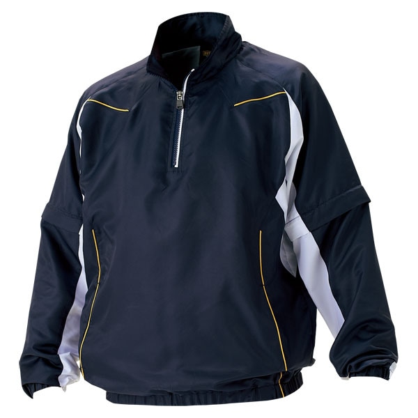 ゼット 野球ウエア 長袖/半袖切り替え式ハーフジップジャンパー ネイビー×ホワイト L BOV515 2911