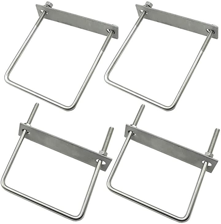 駐車カーポート用 固定金具 コ型ボルト Uボルト アルミ柱に穴あけ必要なし 締付固定 固定ベース ステンレス製 4個セット 角パイプ120ｍｍ用x4( 角パイプ120ｍｍ用x4)