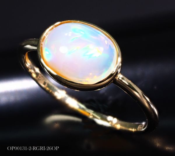 18金 天然石 オパール リング 指輪 シンプル プレゼント 最高 18K 刻印有 NoO