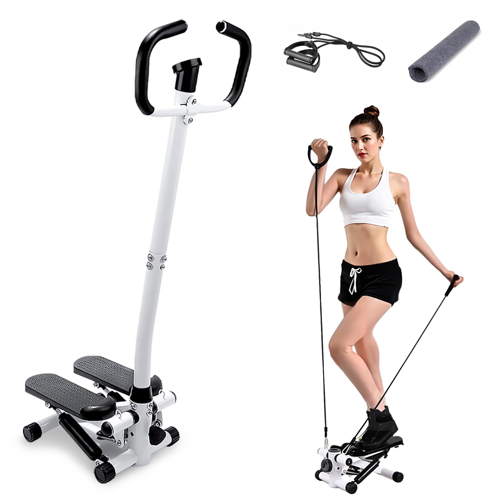 JPStriv ステッパー 踏み台昇降マシン 静音 高齢者 ハンドル付き 足踏み健康器具 耐荷重150kg 有酸素運動 トレーニング