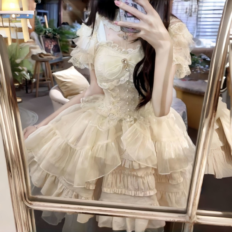 ロリータドレス JSK サスペンダードレス 夏 スイートガールドレス