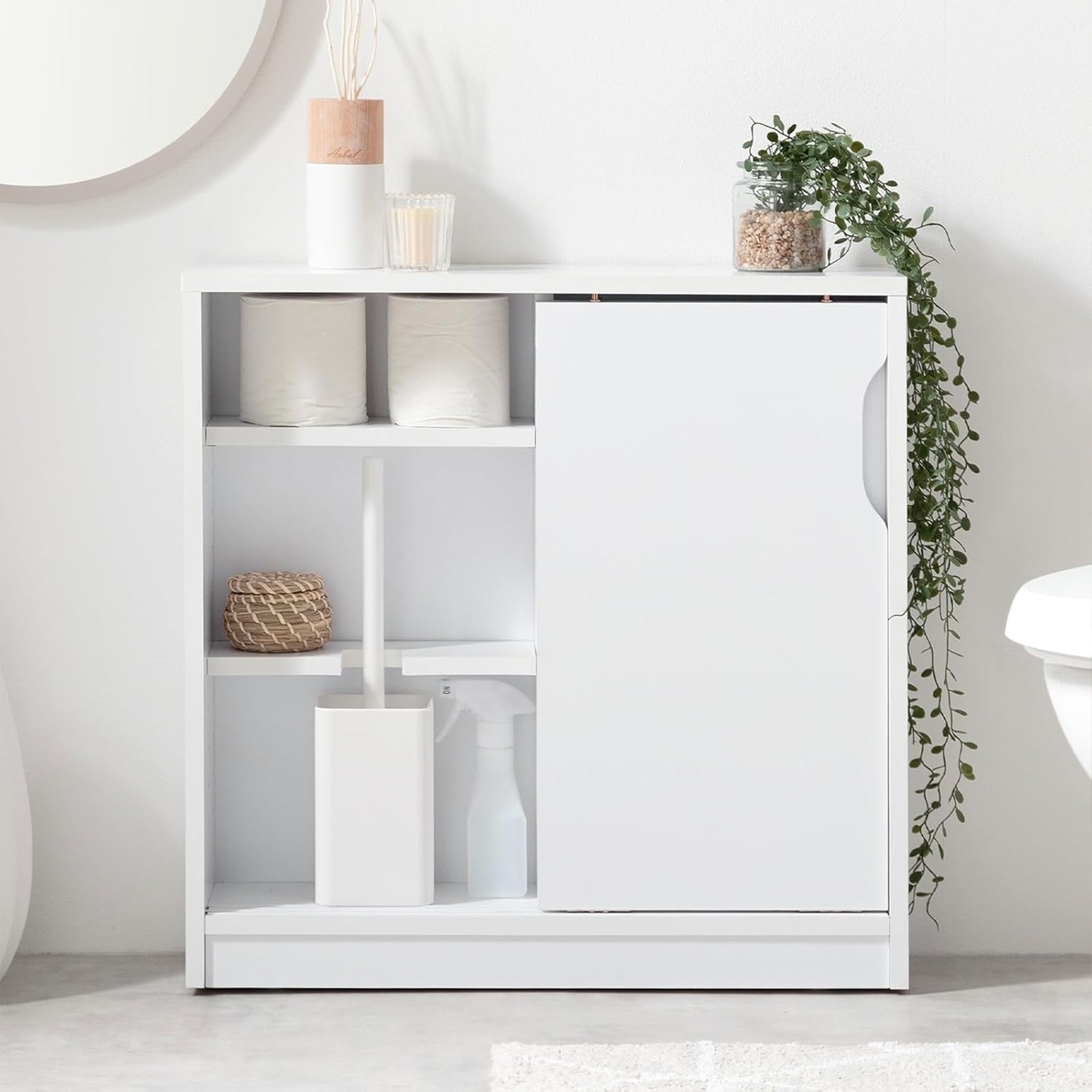 家具350 Siisti システィ トイレラック 収納棚 トイレ収納 コンパクト スリム ホワイト 153022