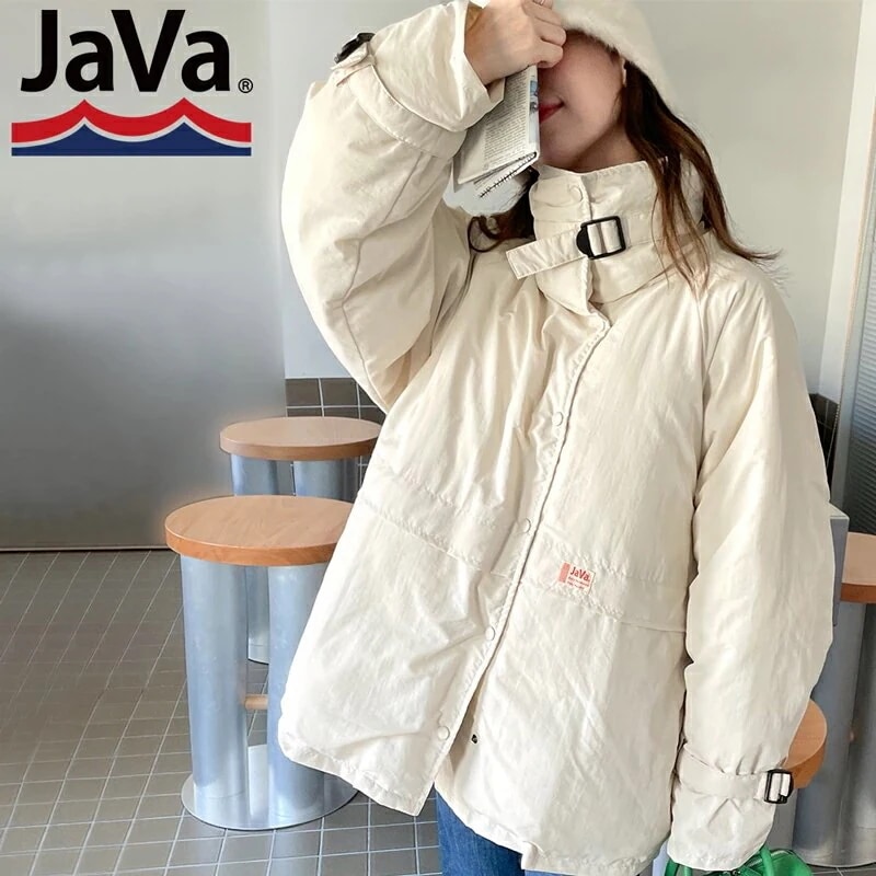 java ジャバコラボ トップス ブルゾン レディース 男女兼用 ユニセックス メンズ カジュアル 軽量 中綿 スタンド ベルト デザイン ミリタリー ジャケット アウター 大きいサイズ