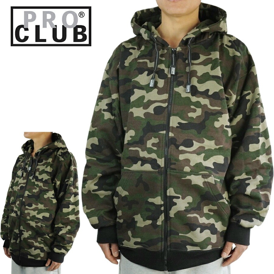 プロクラブ PRO CLUBメンズ パーカー HEAVY WEIGHT ZIP HOODIEヘビーウェイトジップフーディー 143GREENCAMO(グリーンカモ)b