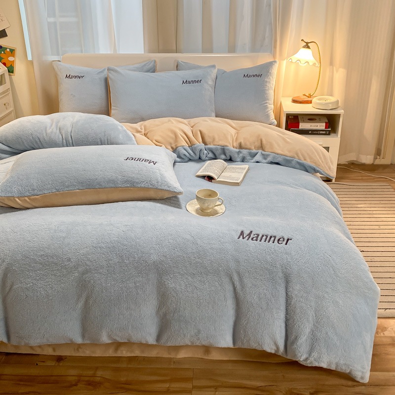 ミルクベルベット 4 ピース和風秋と冬増粘両面ベルベットキルトカバーライブブロードキャスト同じスタイルシンプルな帯電防止
