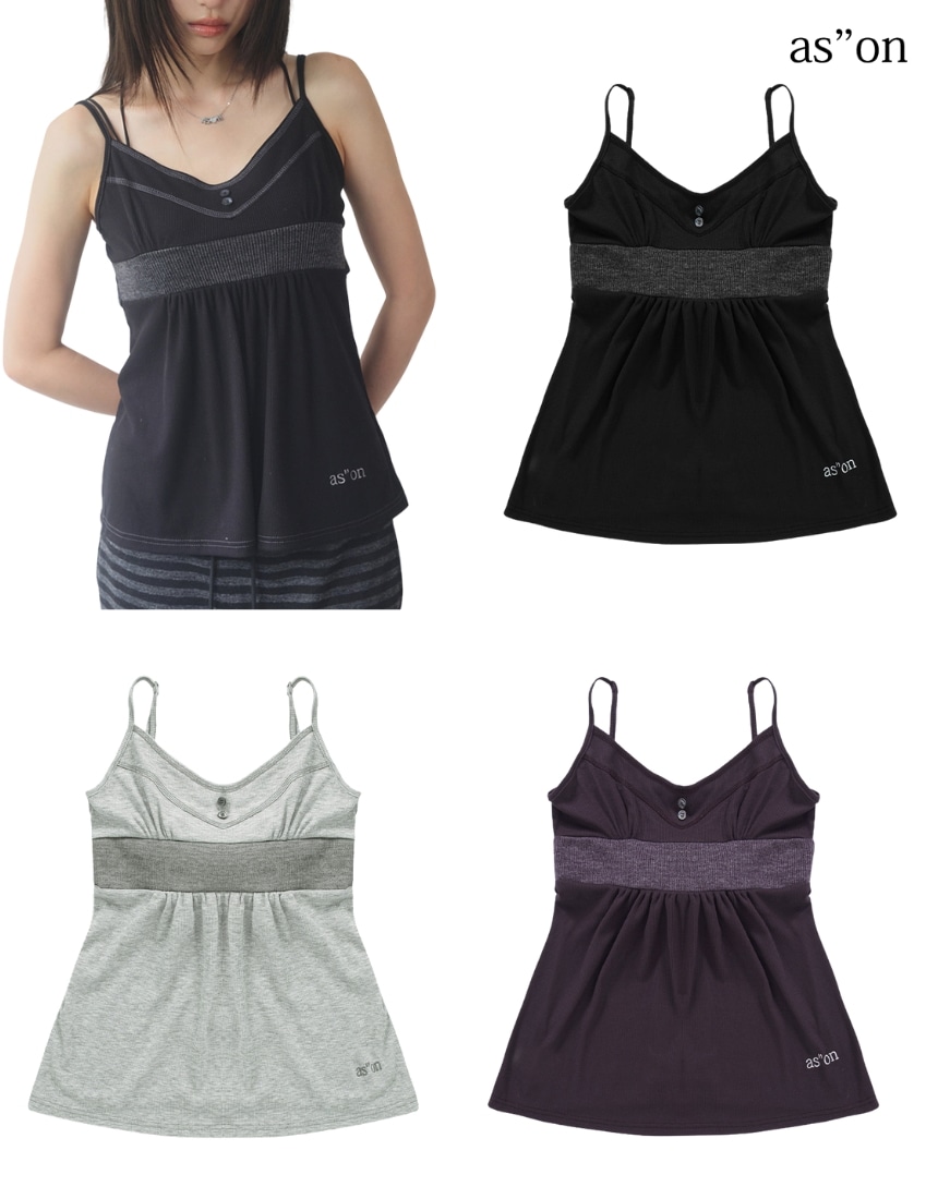 韓国限定 韓国人気 SNS 流行 トレンド ファッション 上衣 ノースリーブ Back Ribbon (3カラー) - Black/Gray/Purple
